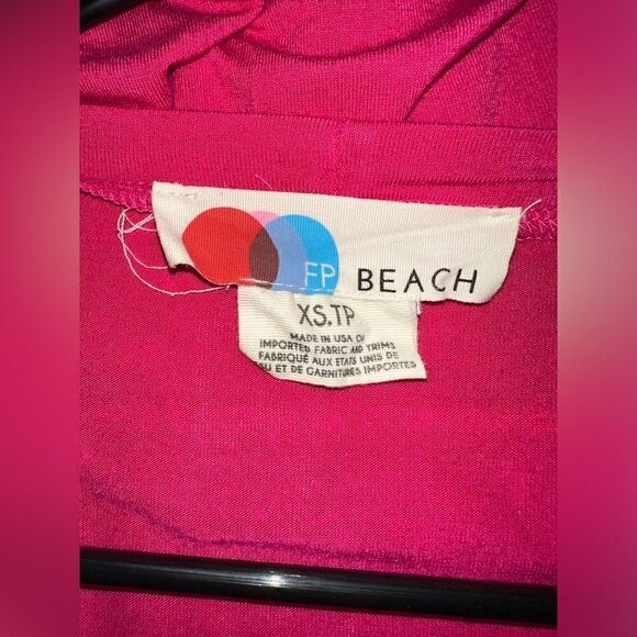 FP Beach Long tie Sleeve Maxi Split hem Dress size XSTP Pink Rose oversized - Picture 5 of 8